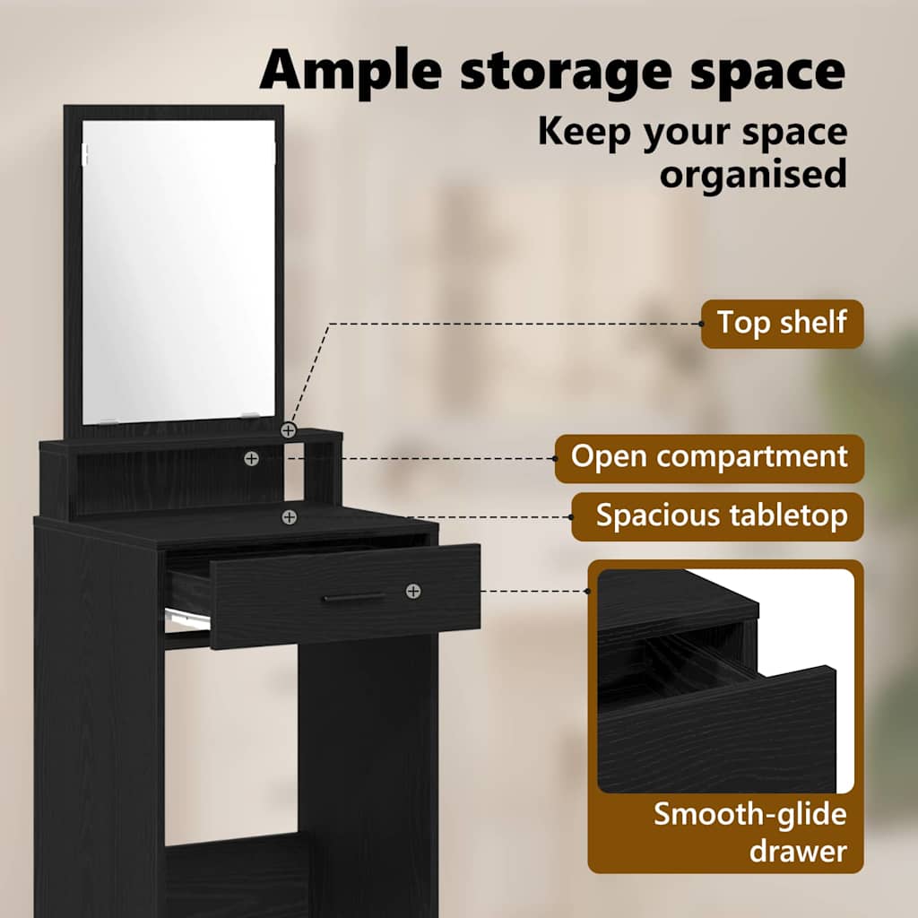 Dressing Table Black Oak 50 x 41 x 140 cm Engineered Wood
