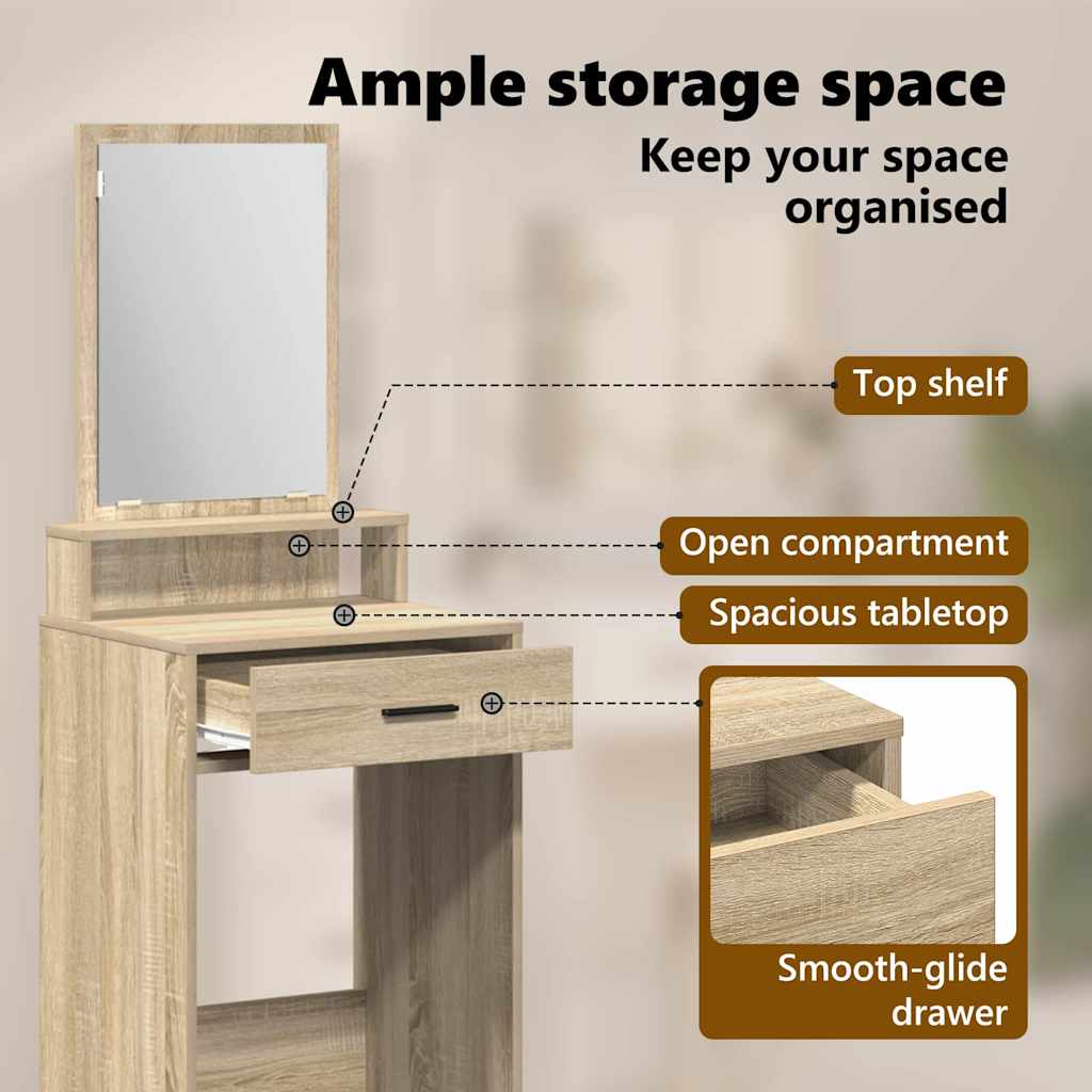 Dressing Table Sonoma Oak 50 x 41 x 140 cm Engineered Wood