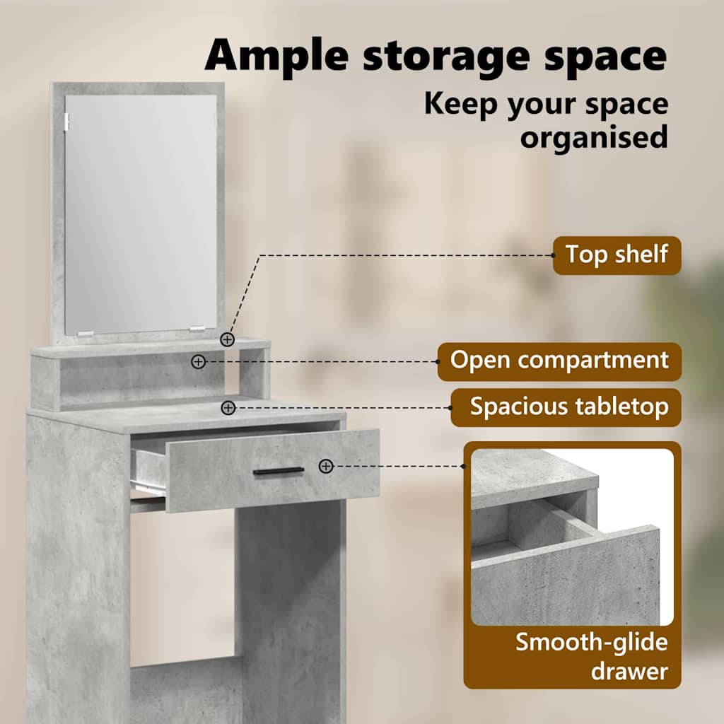 Dressing Table Concrete Grey 50 x 41 x 140 cm Engineered Wood