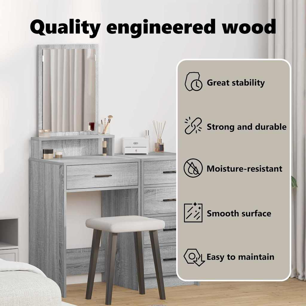 Dressing Table Grey Sonoma 50 x 41 x 140 cm Engineered Wood