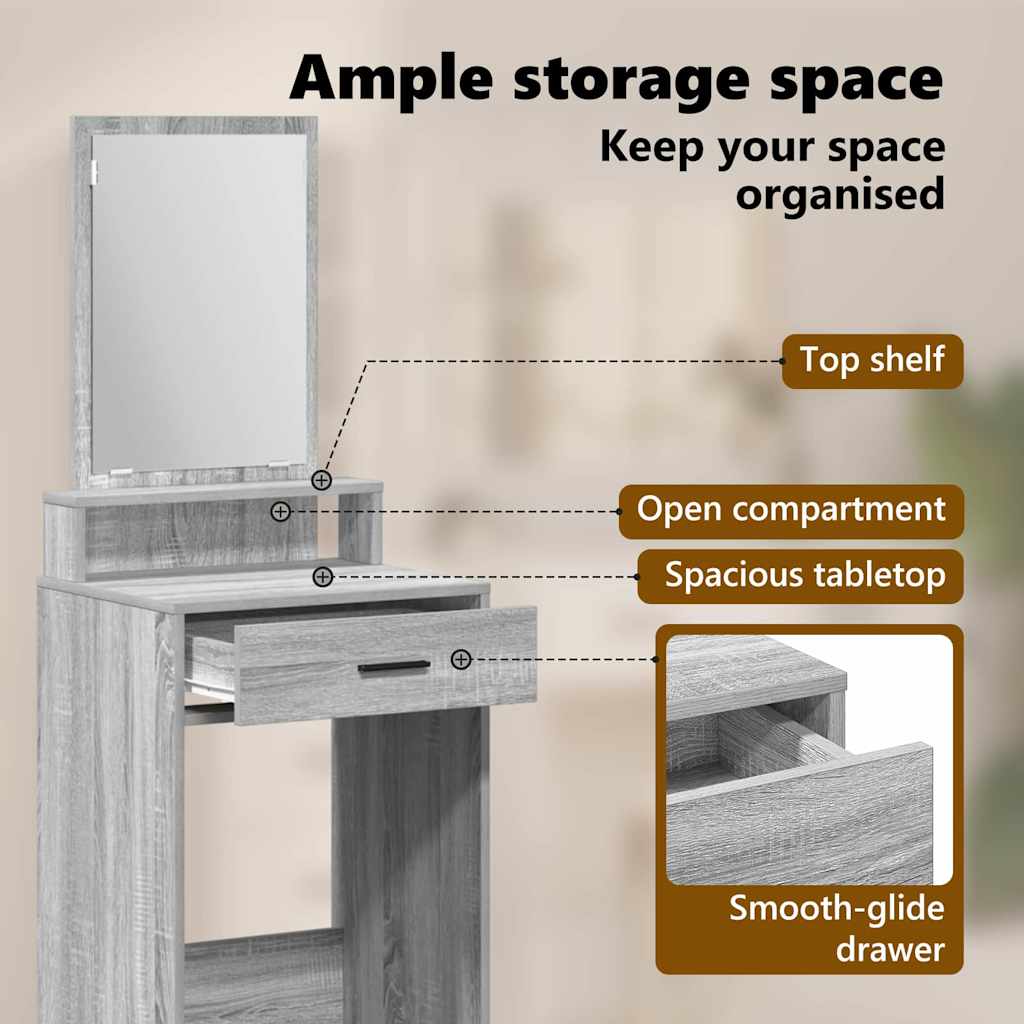 Dressing Table Grey Sonoma 50 x 41 x 140 cm Engineered Wood
