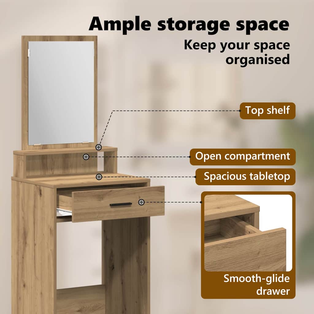 Dressing Table Artisan Oak 50 x 41 x 140 cm Engineered Wood