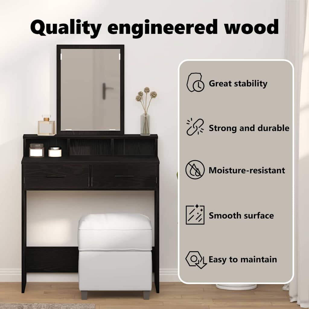 Dressing Table Black Oak 79 x 41 x 140 cm Engineered Wood