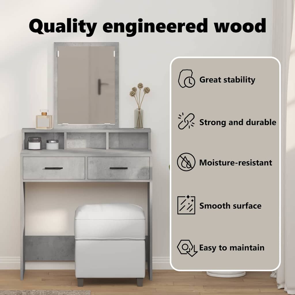 Dressing Table Concrete Grey 79 x 41 x 140 cm Engineered Wood