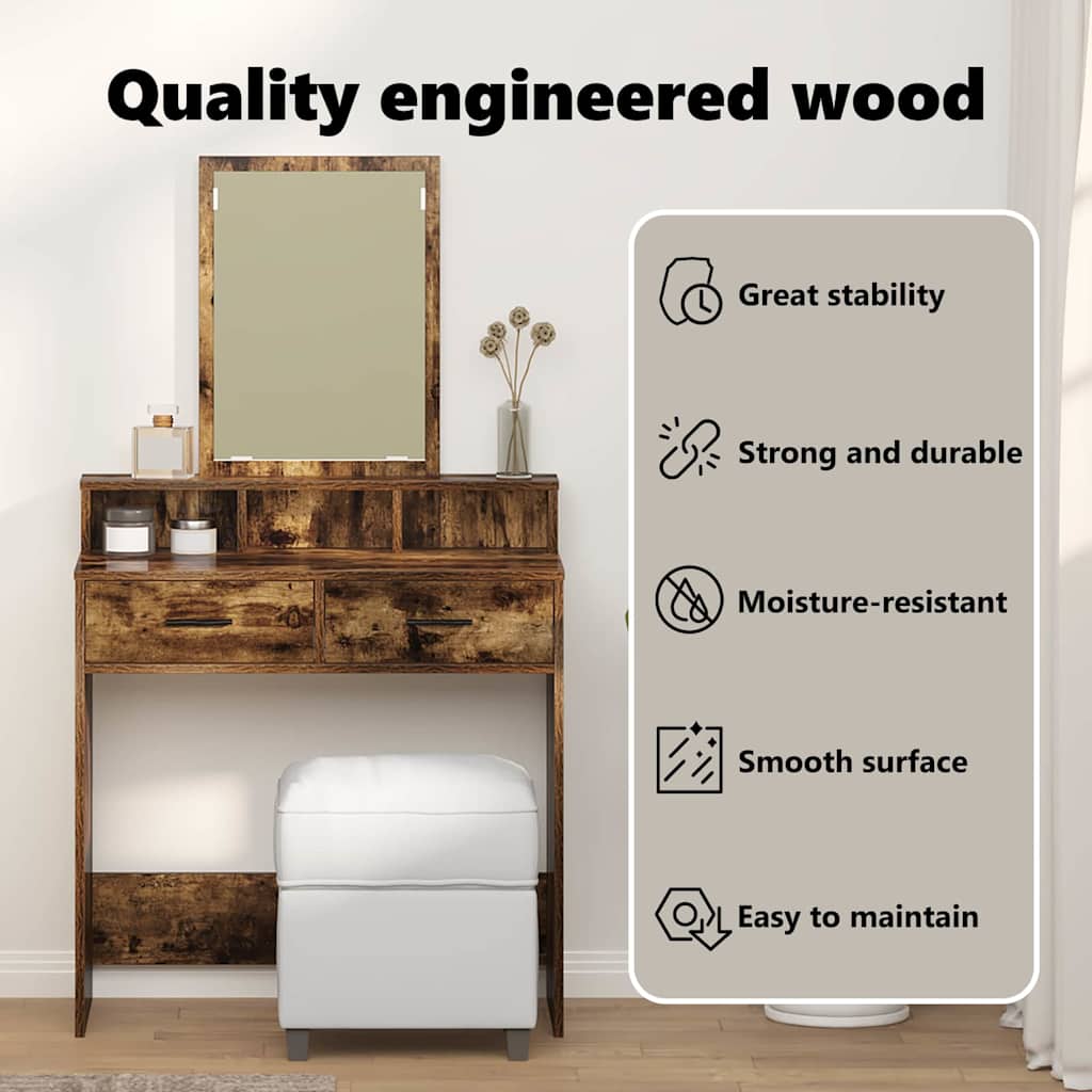 Dressing Table Smoked Oak 79 x 41 x 140 cm Engineered Wood