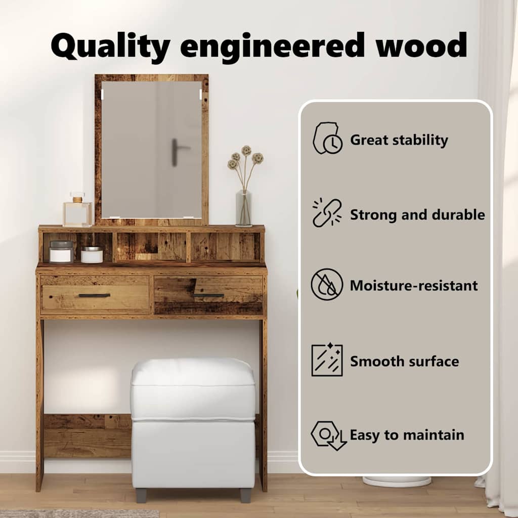 Dressing Table Old Wood 79 x 41 x 140 cm Engineered Wood