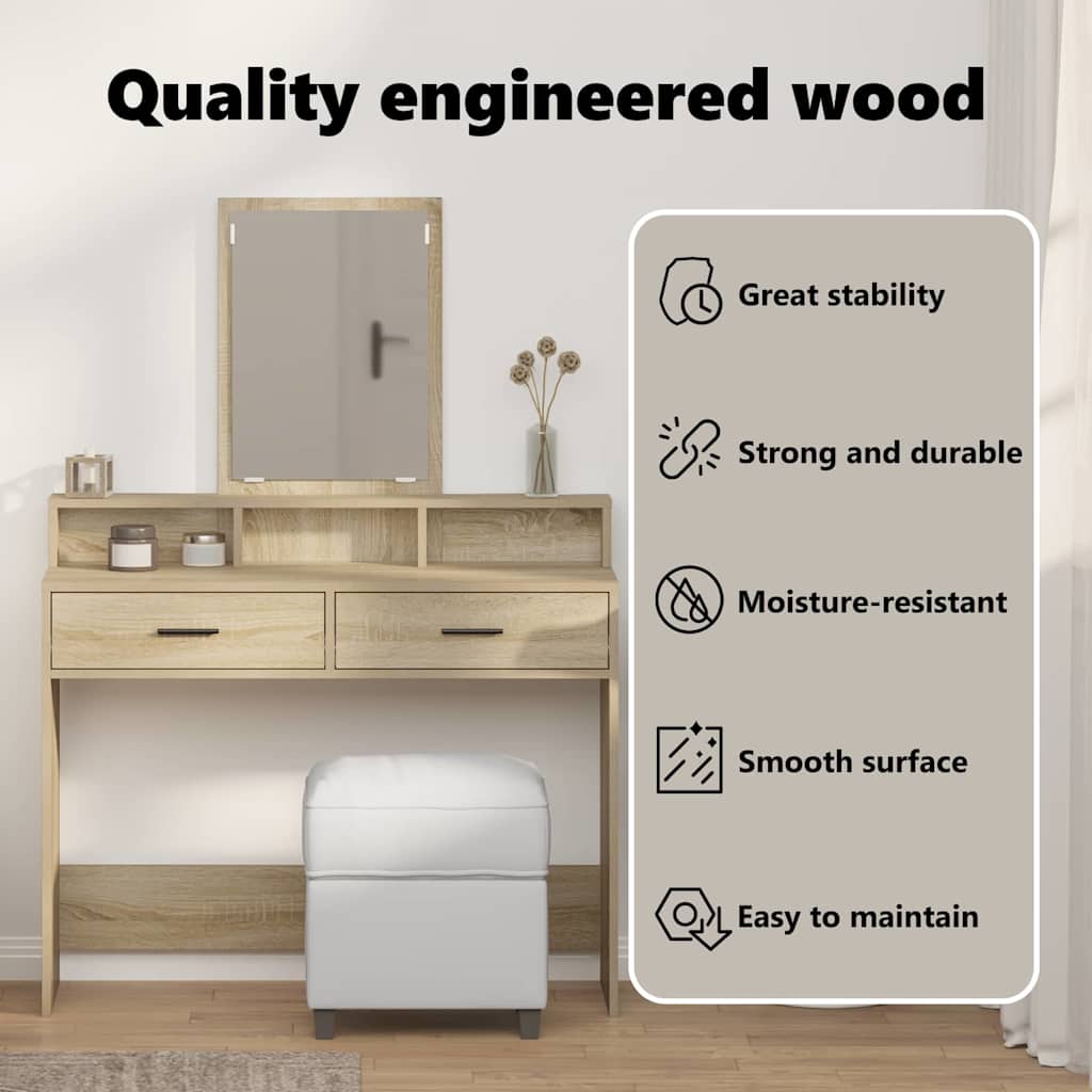 Dressing Table Sonoma Oak 100 x 41 x 140 cm Engineered Wood