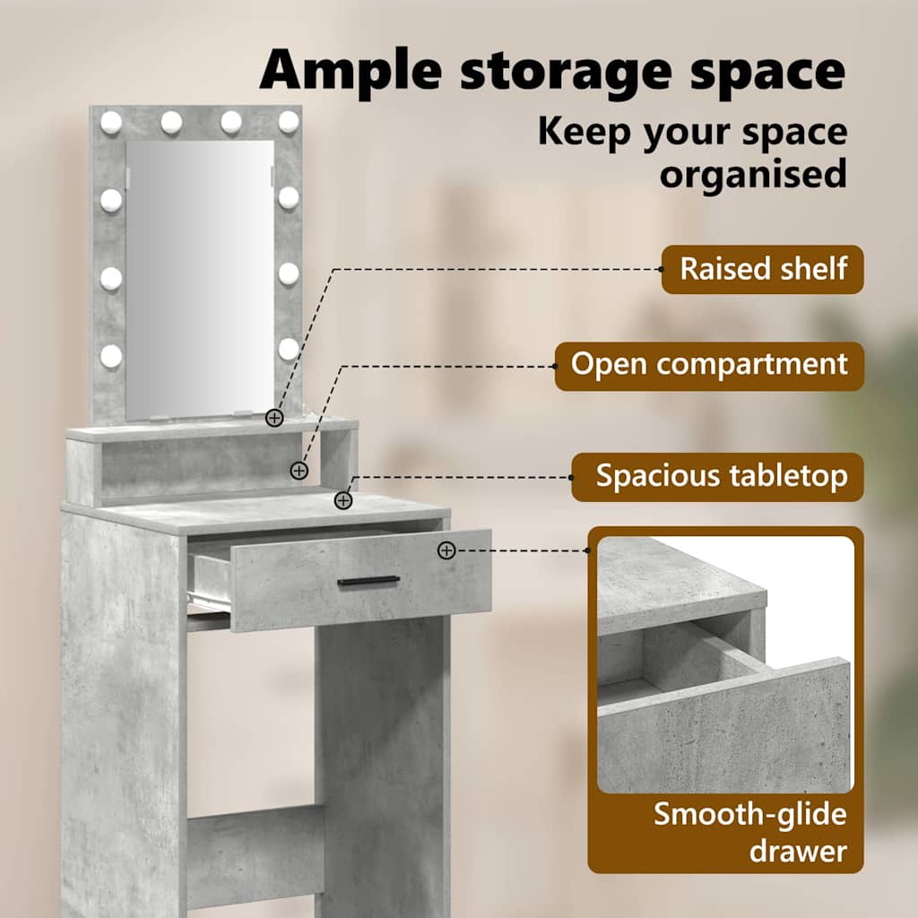 Dressing Table Grey 50 x 41 x 140 cm Engineered Wood