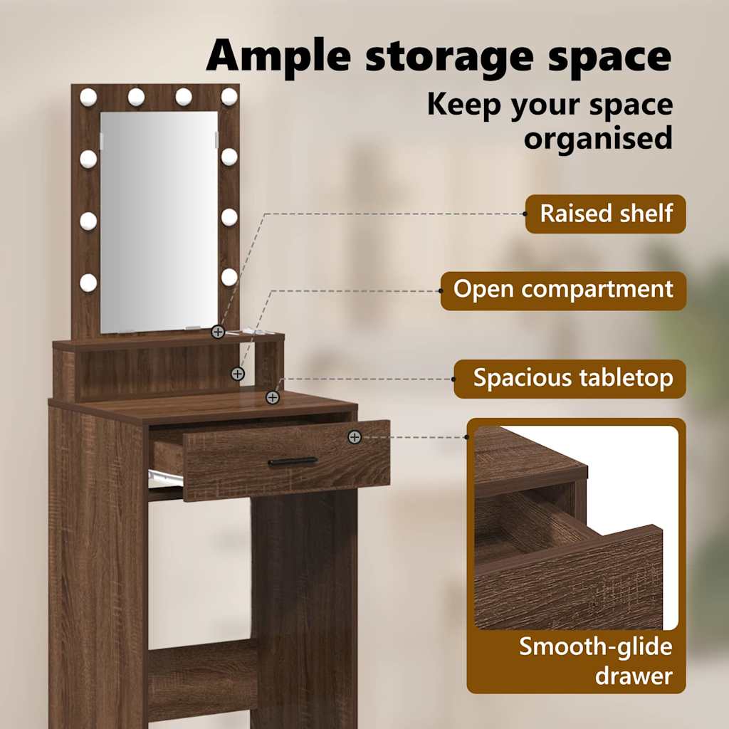 Dressing Table Brown 50 x 41 x 140 cm Engineered Wood