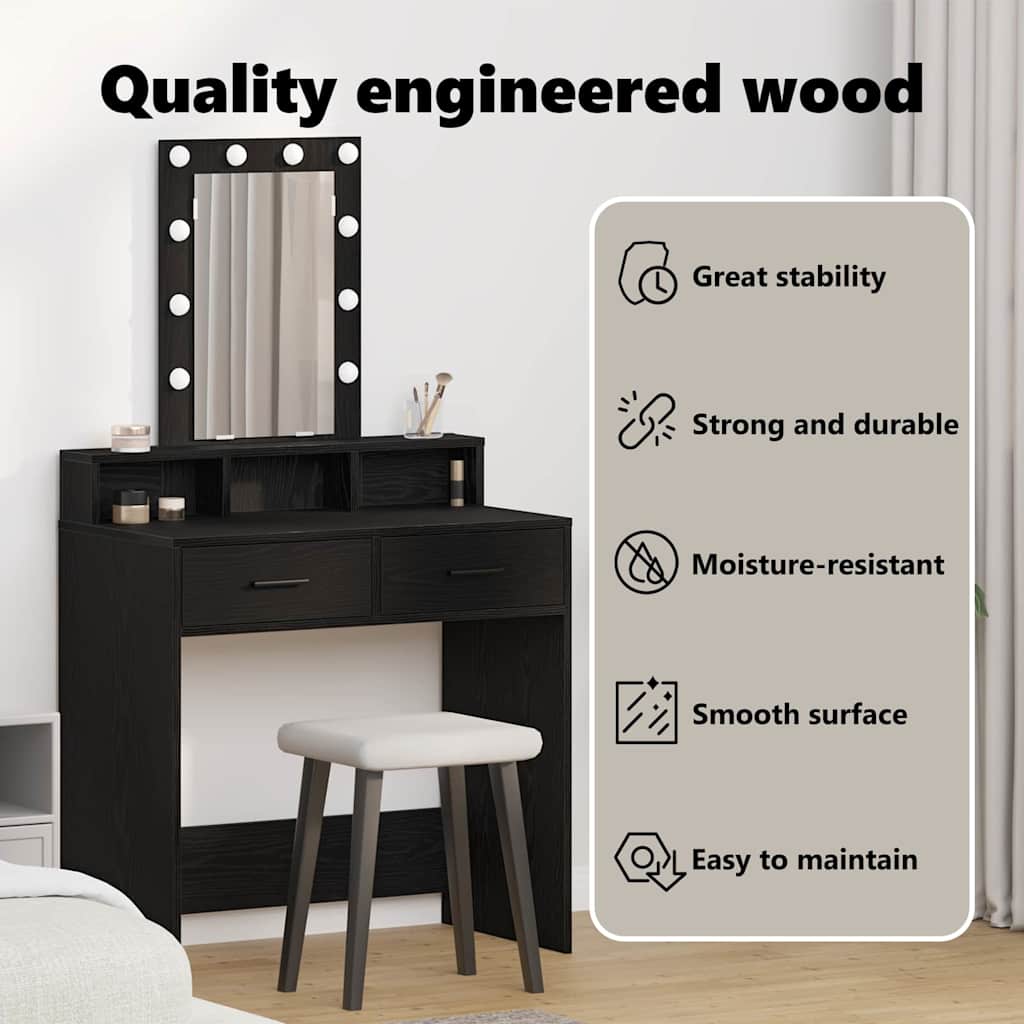 Dressing Table Black 79 x 41 x 140 cm Engineered Wood