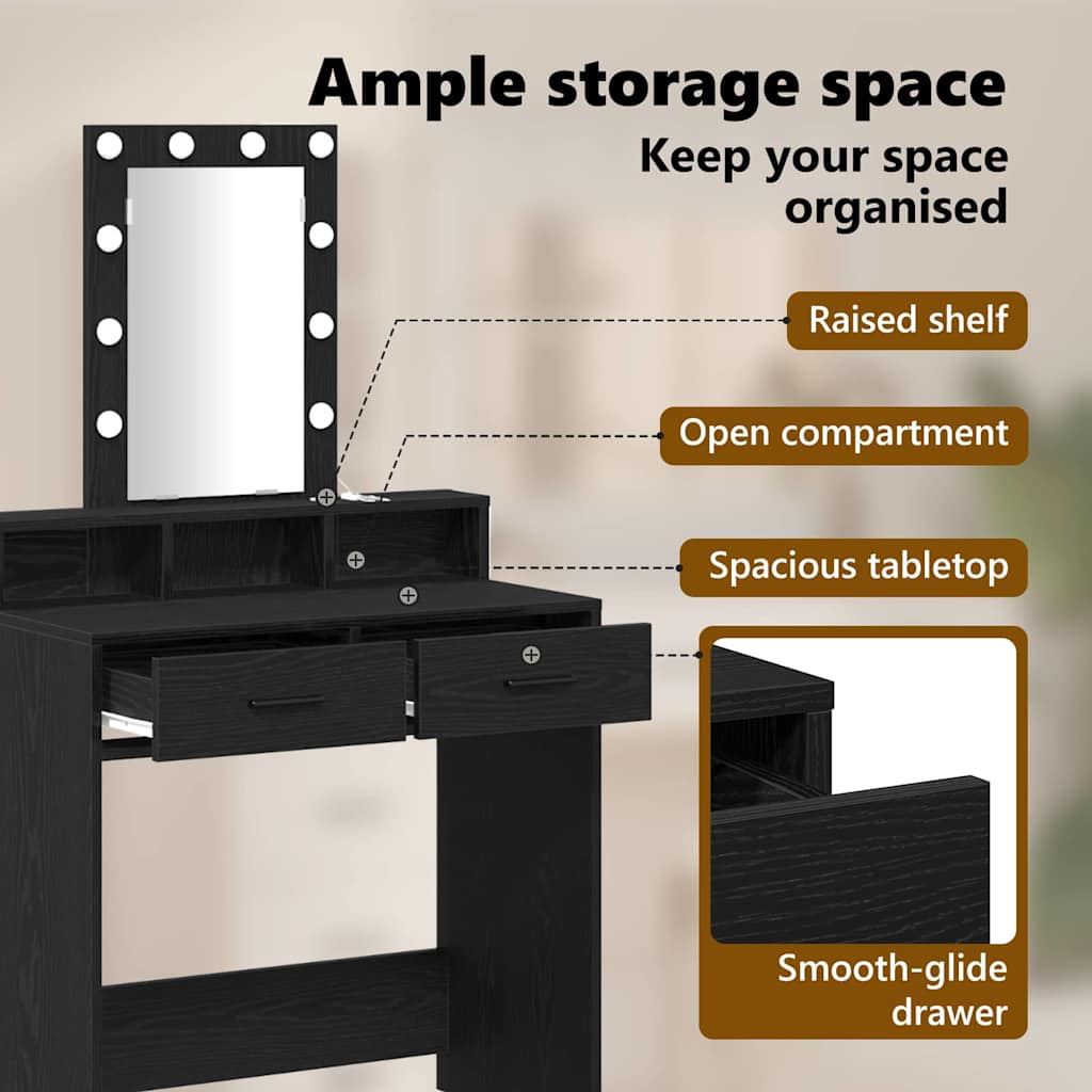 Dressing Table Black 79 x 41 x 140 cm Engineered Wood