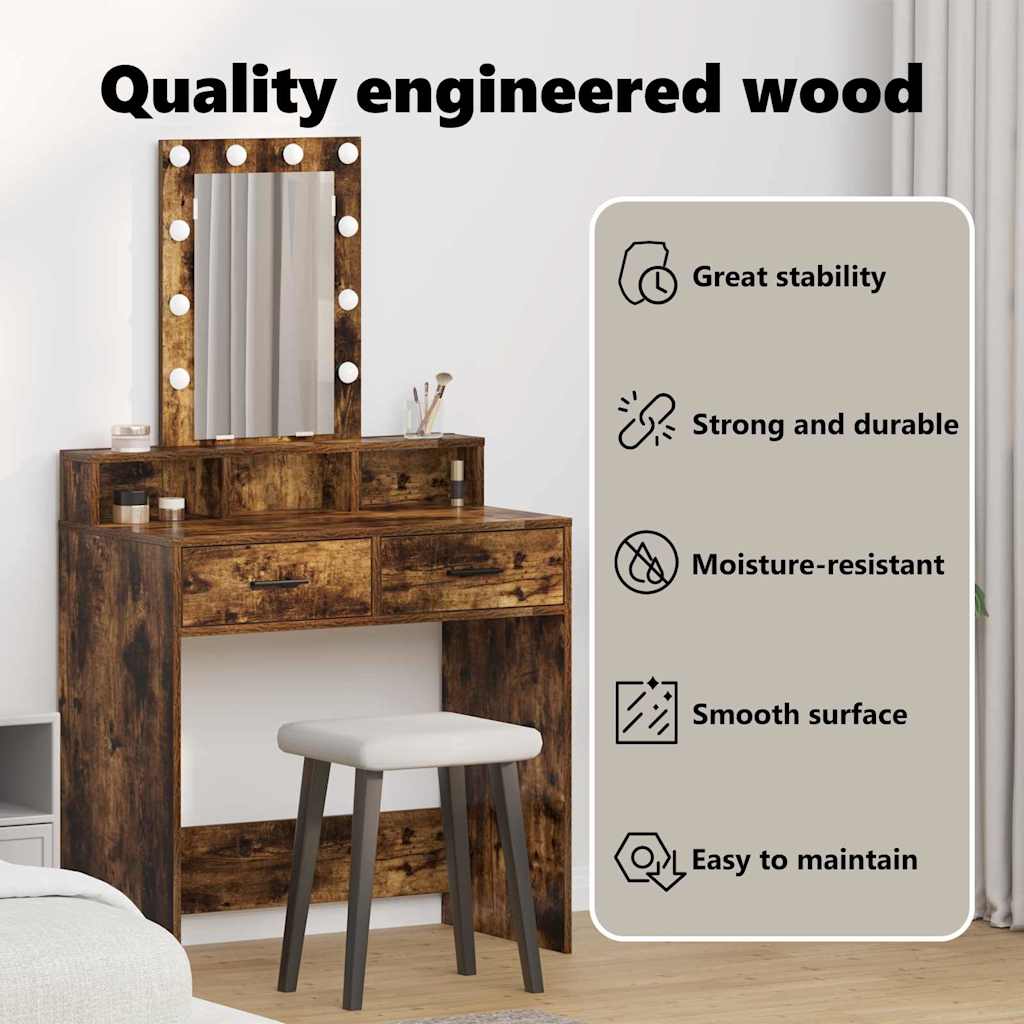 Dressing Table Brown 79 x 41 x 140 cm Engineered Wood