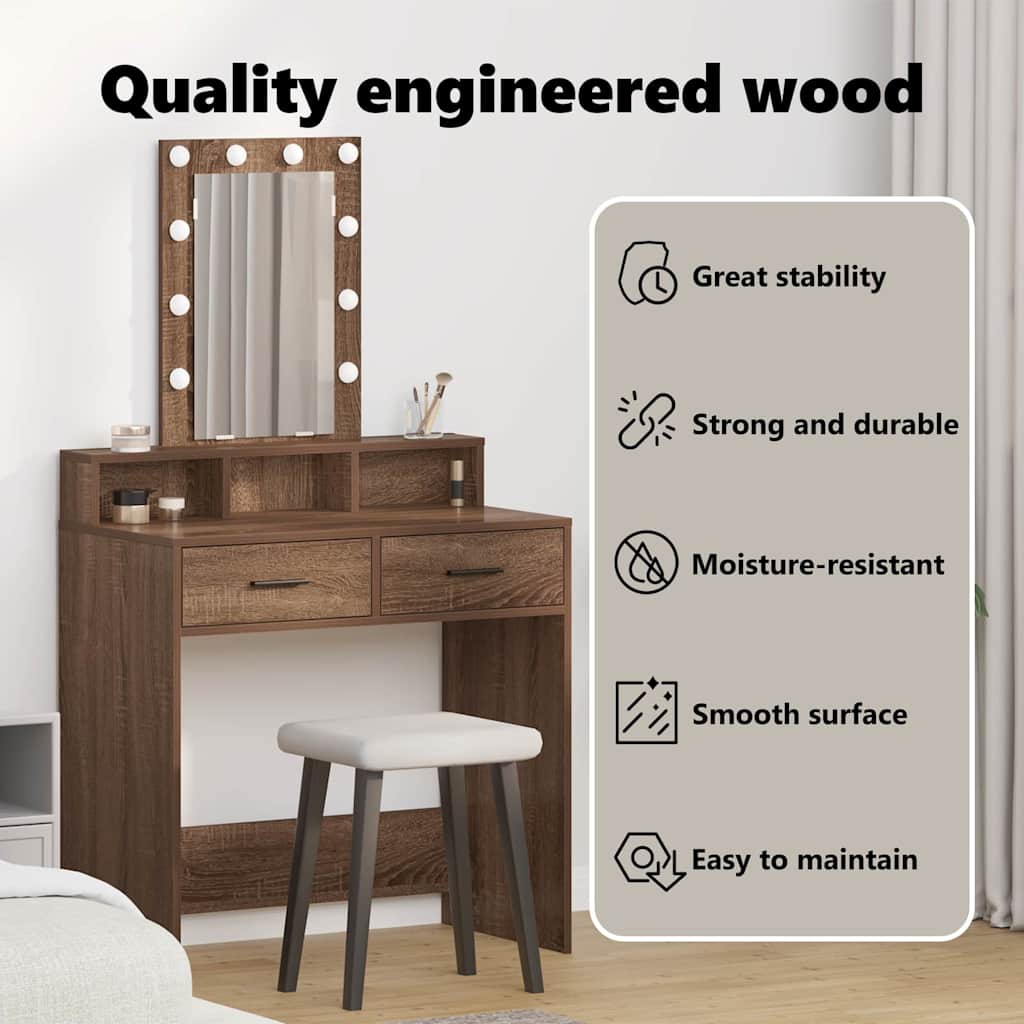 Dressing Table Brown 79 x 41 x 140 cm Engineered wood