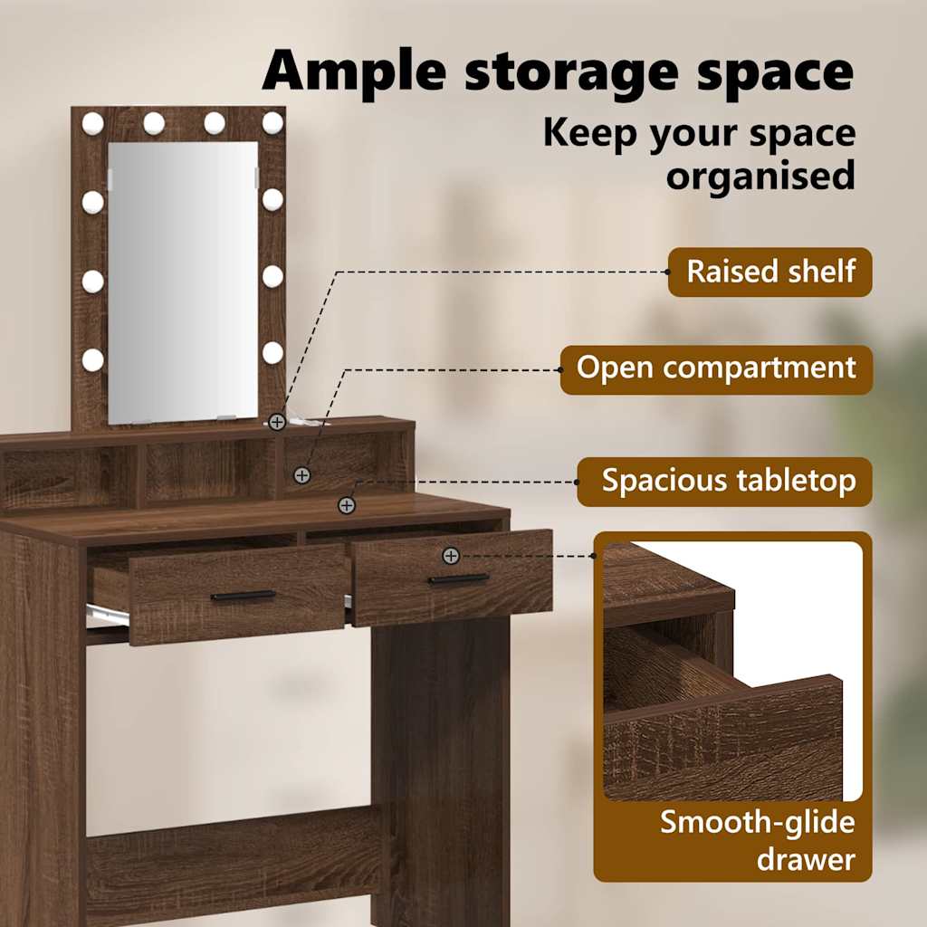 Dressing Table Brown 79 x 41 x 140 cm Engineered wood