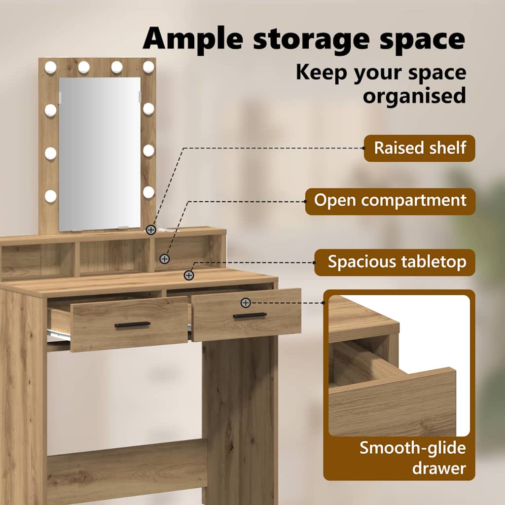 Dressing Table Brown 79 x 41 x 140 cm Engineered Wood