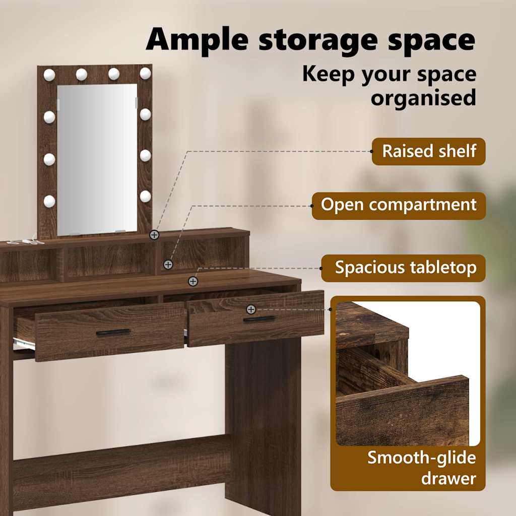 Dressing Table Brown 100 x 41 x 140 cm Engineered Wood