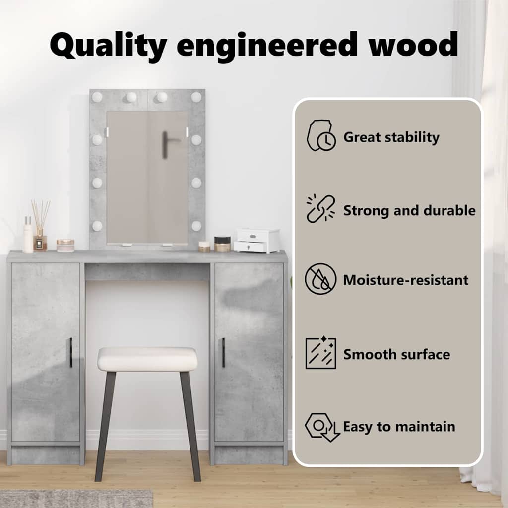Dressing Table Light Grey 102 x 33 x 135 cm Engineered Wood
