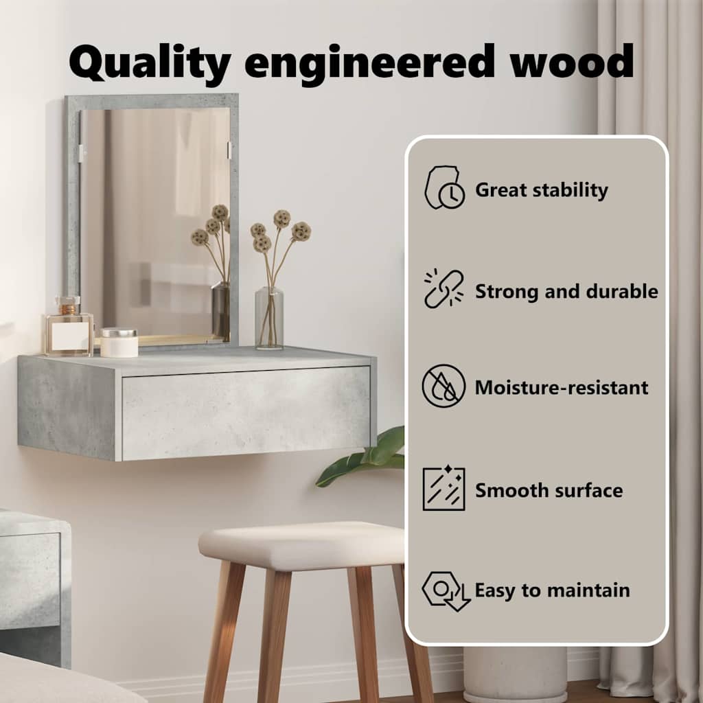 Dressing Table with Drawer Grey 60 x 40 x 70 cm Engineered Wood
