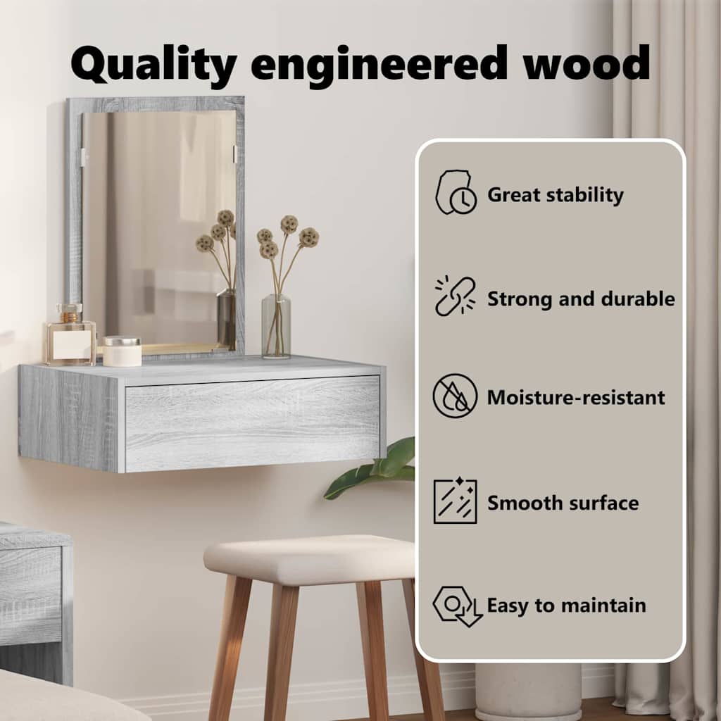 Dressing Table with Drawer Grey 60 x 40 x 70 cm Engineered Wood