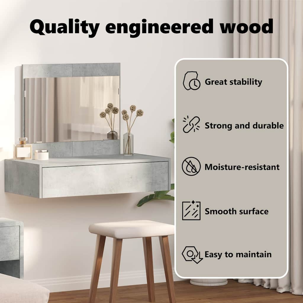 Dressing Table with Drawer Grey 83 x 40 x 70 cm Engineered Wood