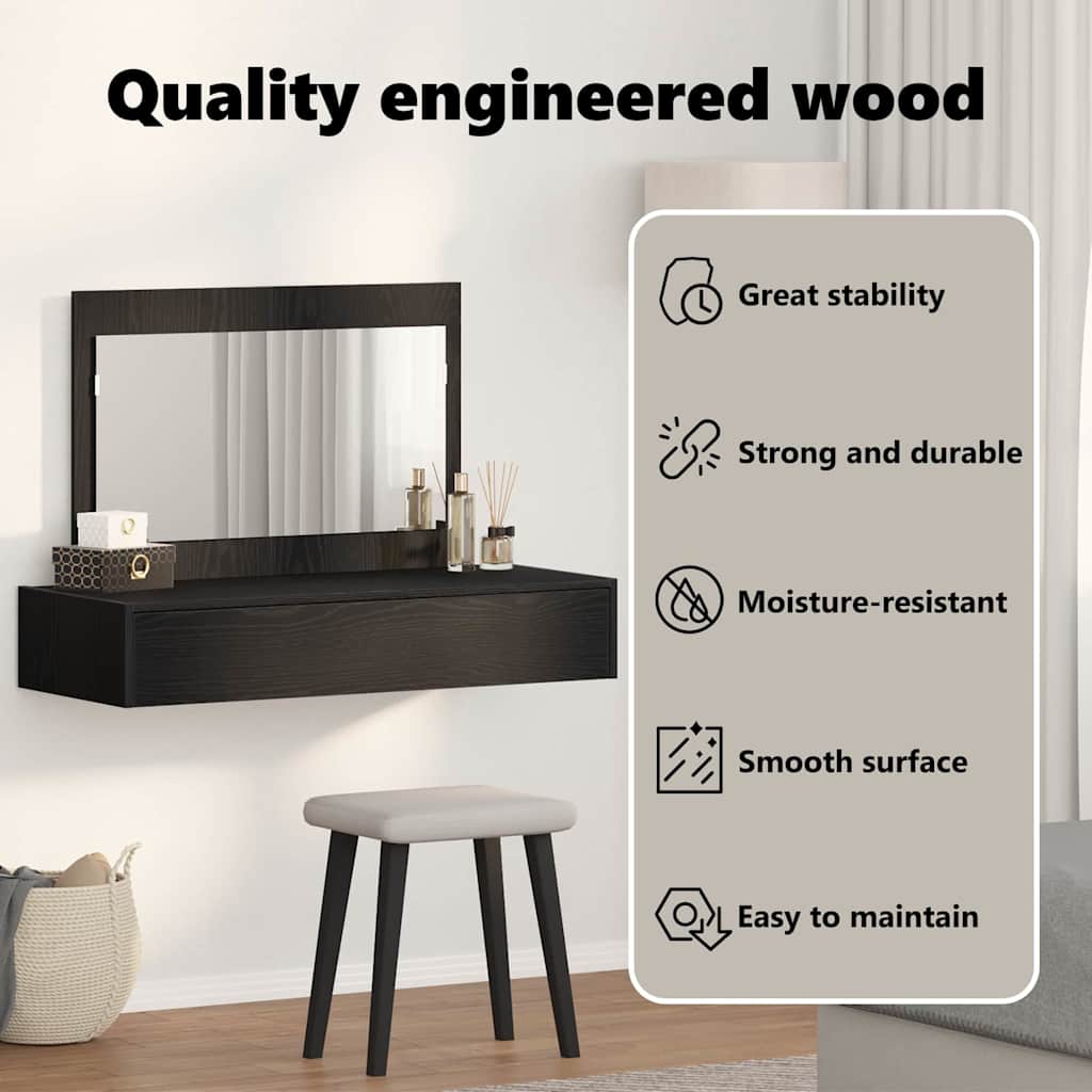 Dressing Table Black 100 x 40 x 70 cm Engineered Wood