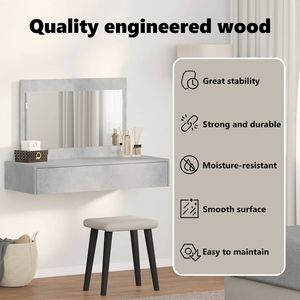 Dressing Table Grey 100 x 40 x 70 cm Engineered Wood