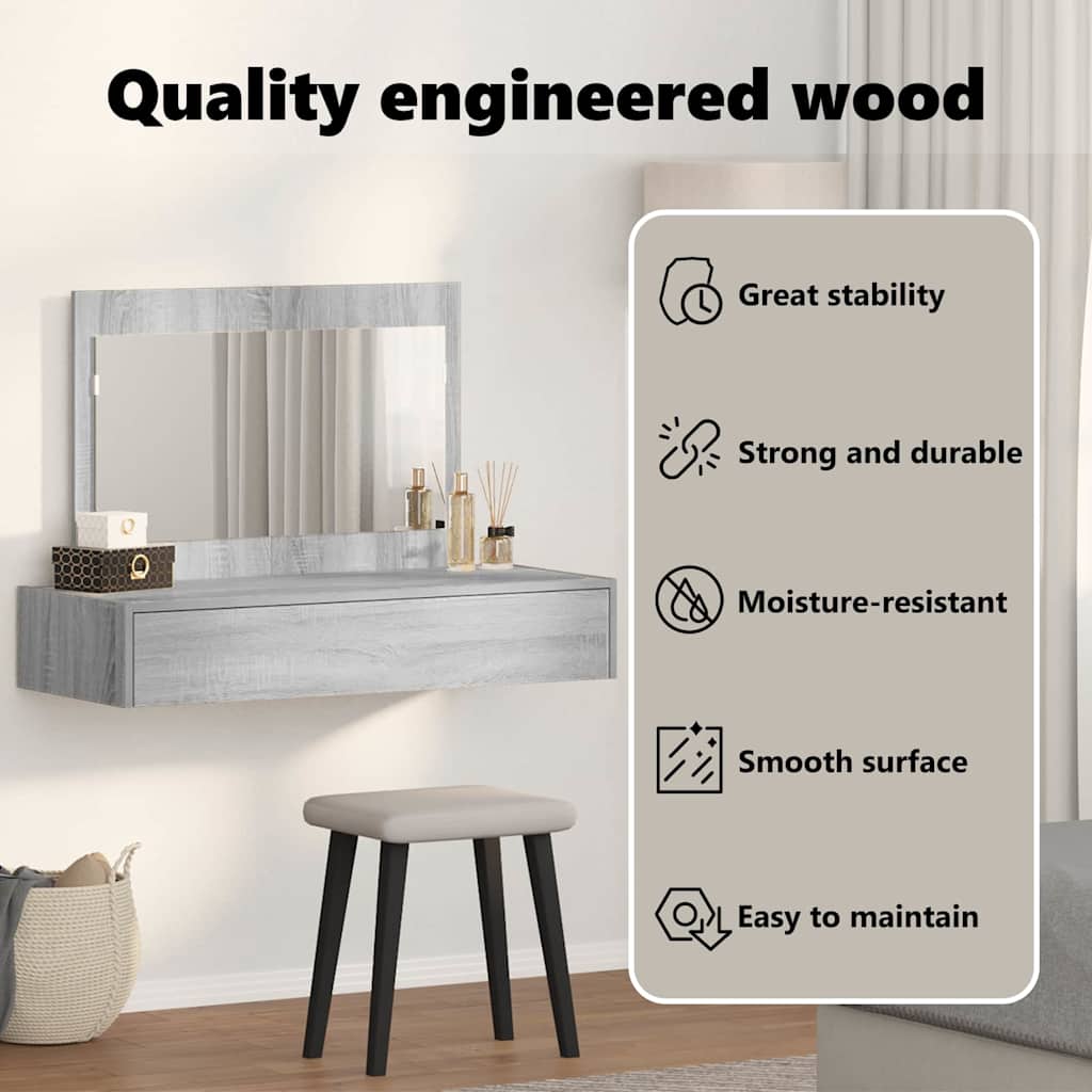 Dressing Table Grey 100 x 40 x 70 cm Engineered Wood