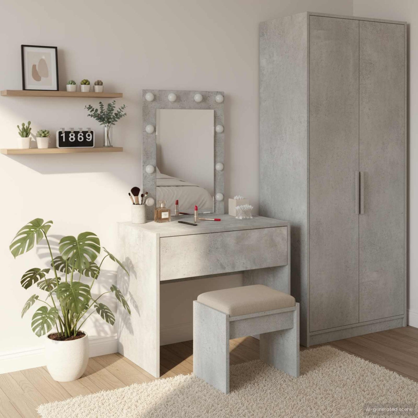 Dressing Table with Drawer Grey 60 x 40 x 70 cm Engineered Wood