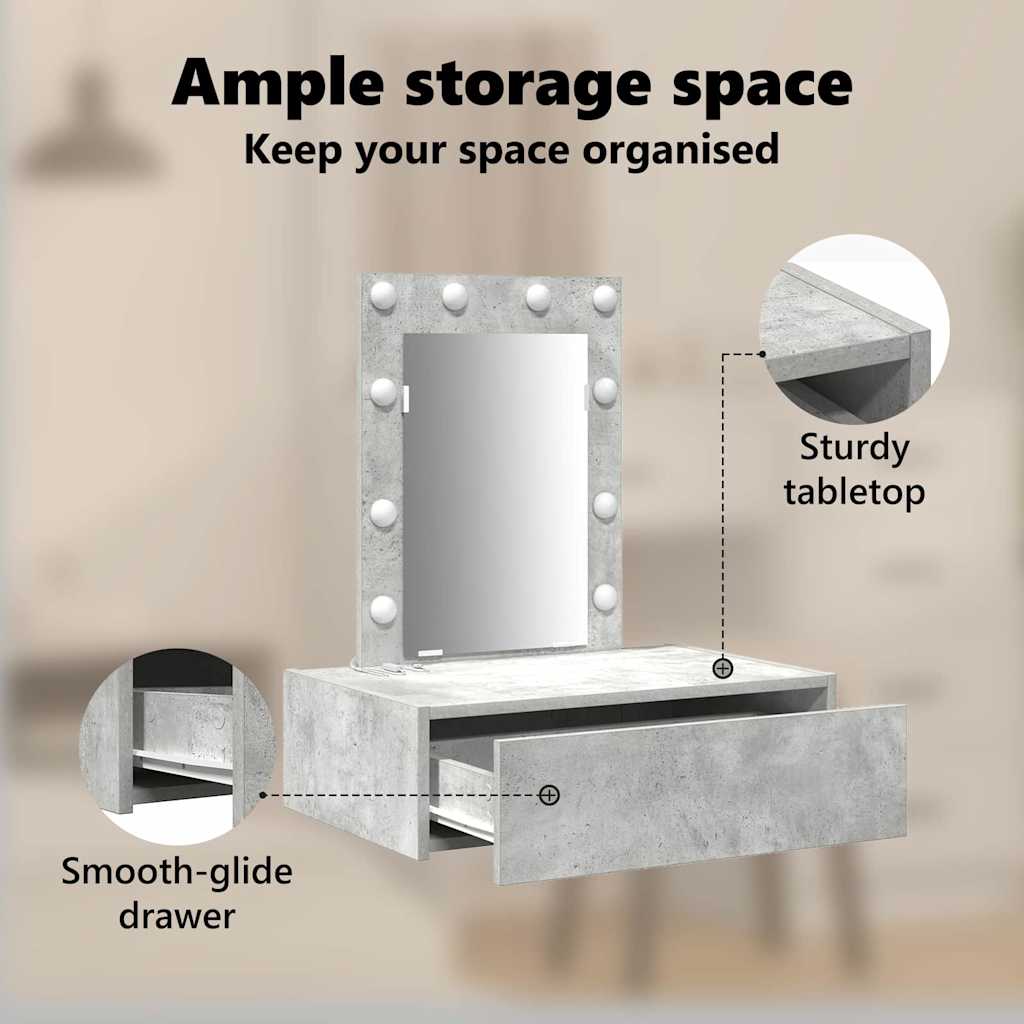 Dressing Table with Drawer Grey 60 x 40 x 70 cm Engineered Wood