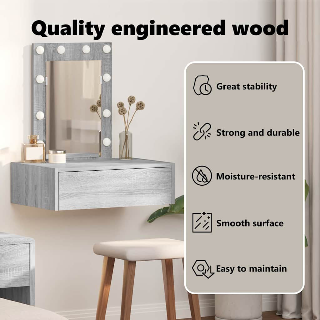 Dressing Table with Drawer Grey 60 x 40 x 70 cm Engineered Wood