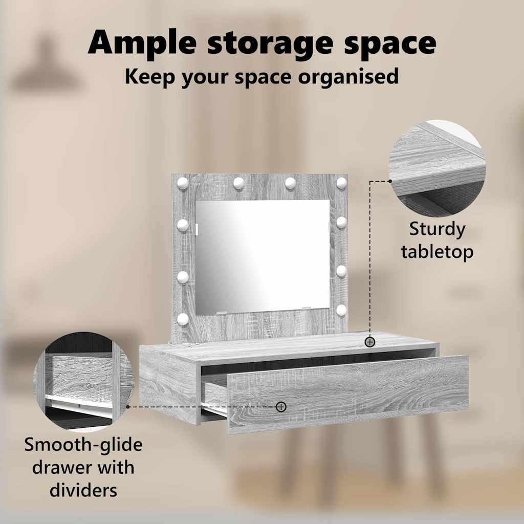 Dressing Table with Drawer Grey 83 x 40 x 70 cm Engineered Wood