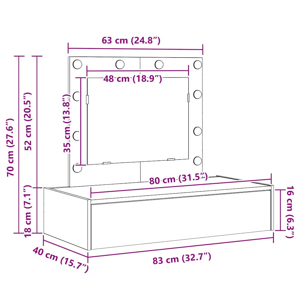 Dressing Table with Drawer Grey 83 x 40 x 70 cm Engineered Wood