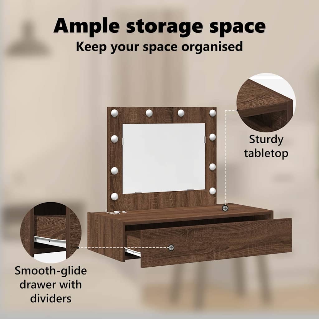 Dressing Table Brown 83 x 40 x 70 cm Engineered Wood