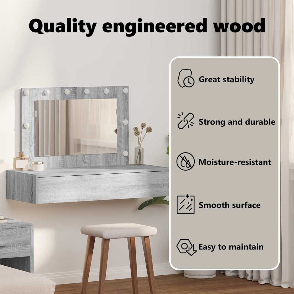 Dressing Table Grey 100 x 40 x 70 cm Engineered Wood