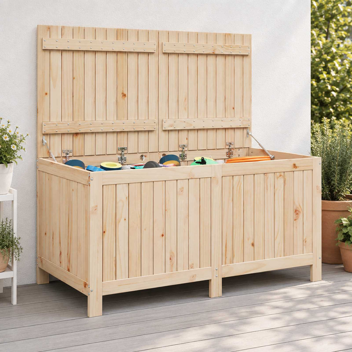 Garden Storage Box 359 L Solid Pine Wood 146.5 x 68 x 63 cm