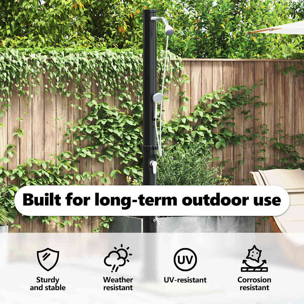 Outdoor Solar shower Black 217 cm PVC and Aluminium