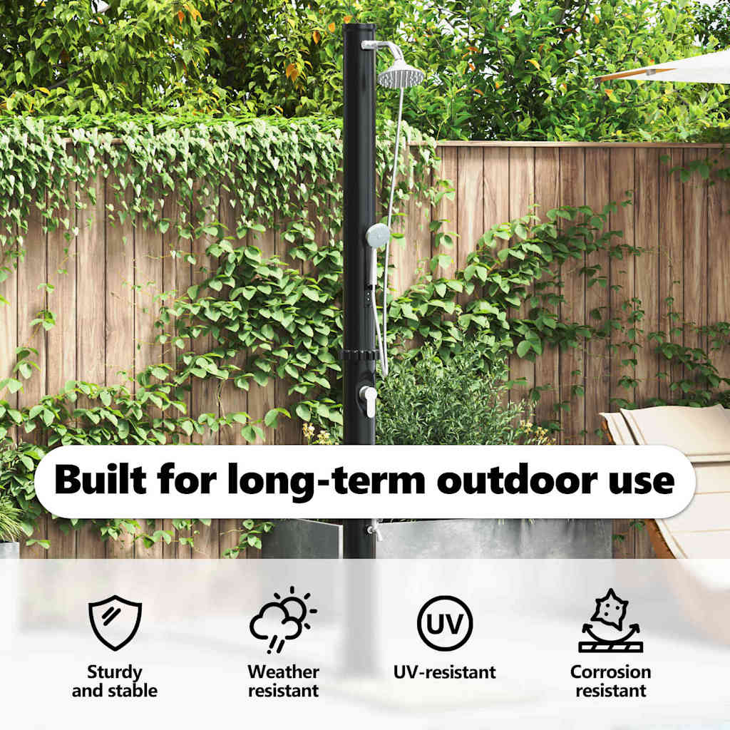 Outdoor Solar shower Black 217 cm PVC and Aluminium