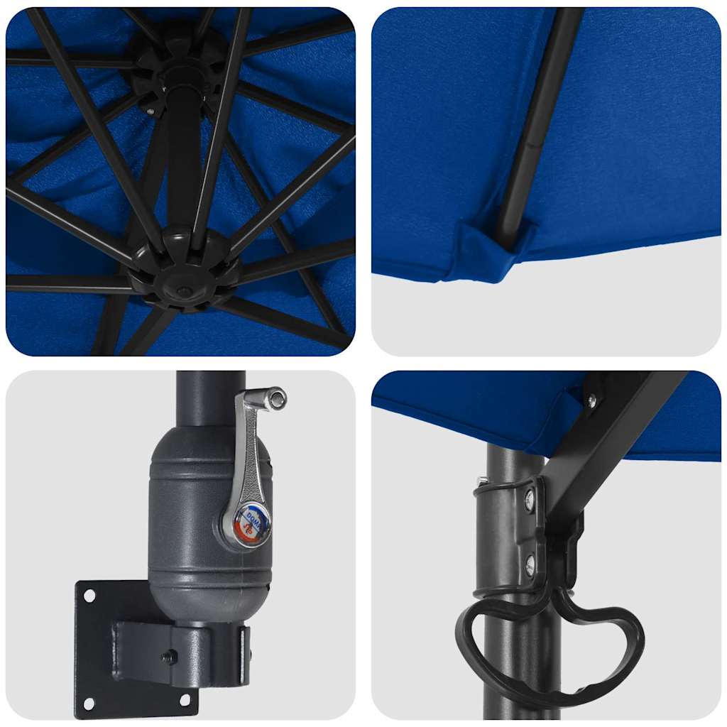 Garden Parasol 248 x 248 x 148 cm Polyester and Steel Azurblau
