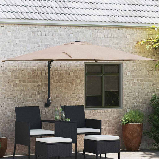Garden Parasol Taupe 248.5 x 247.5 x 160 cm Polyester and Steel