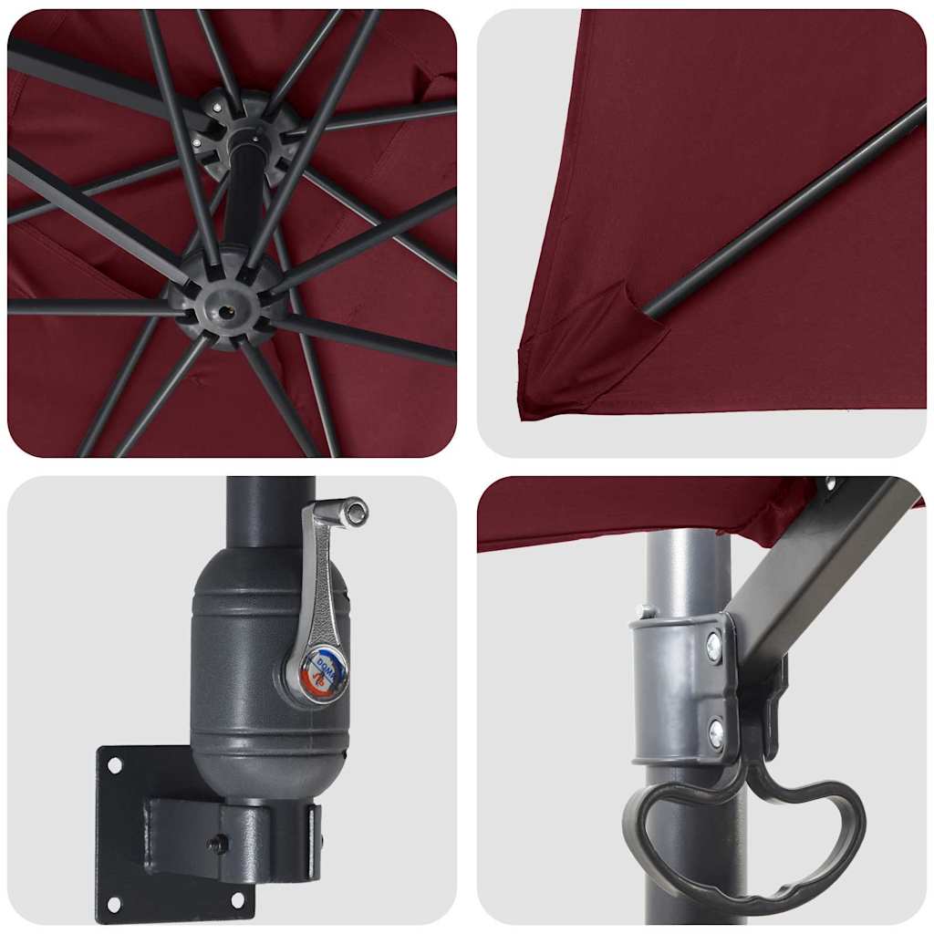 Garden Parasol Bordeaux Red 248.5 x 247.5 x 160 cm