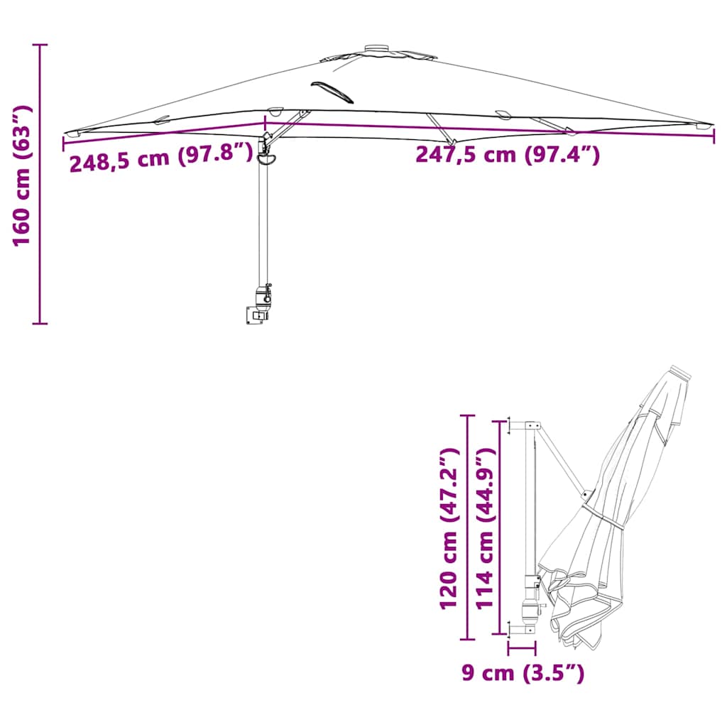 Garden Parasol Terracotta 248.5 x 247.5 x 160 cm