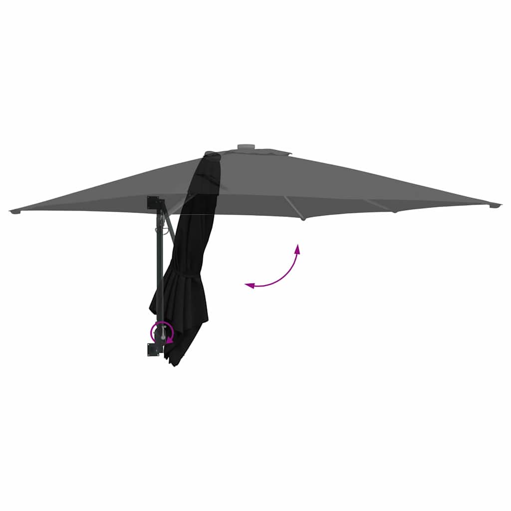 Garden Parasol Black 248.5 x 247.5 x 160 cm Polyester and Steel