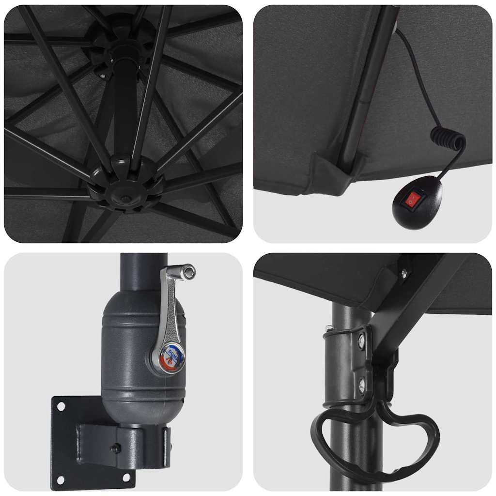 Garden Parasol Manual Anthracite 248 x 248 x 148 cm