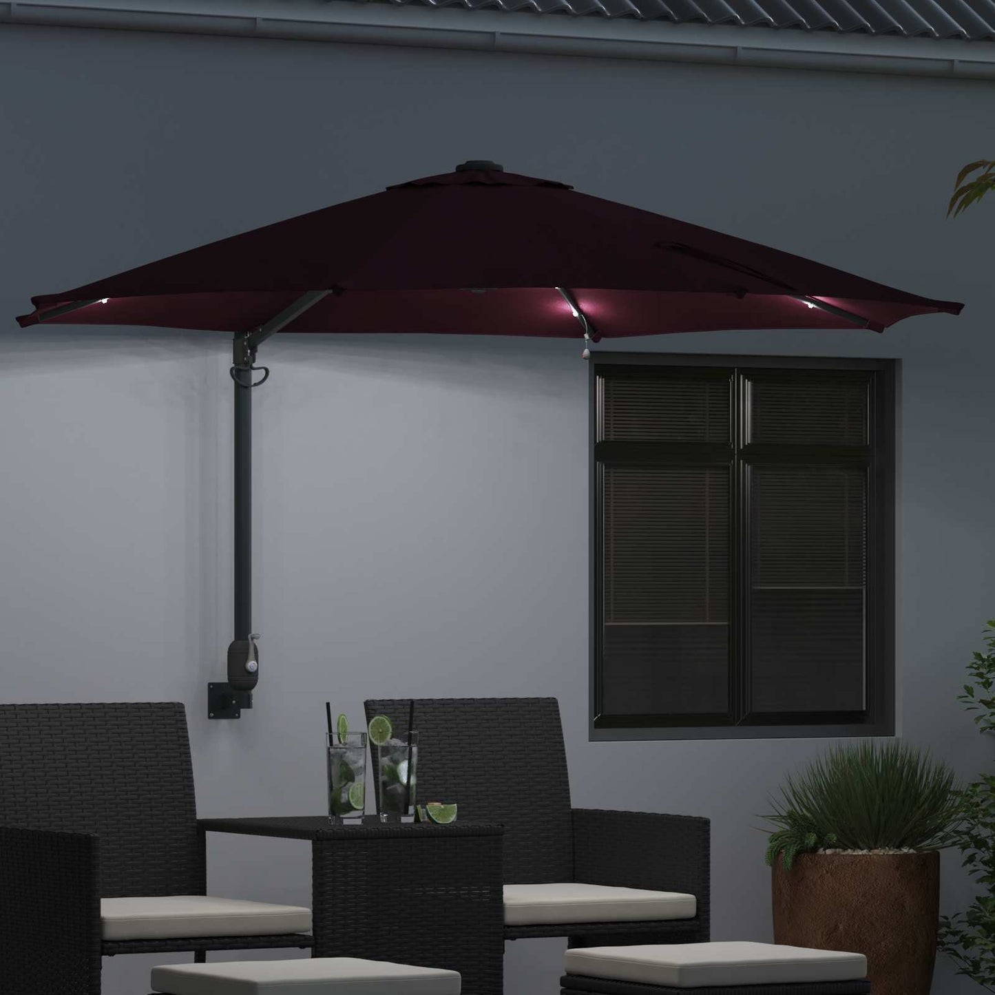 Garden Parasol Manual Bordeaux Red 248 x 248 x 148 cm