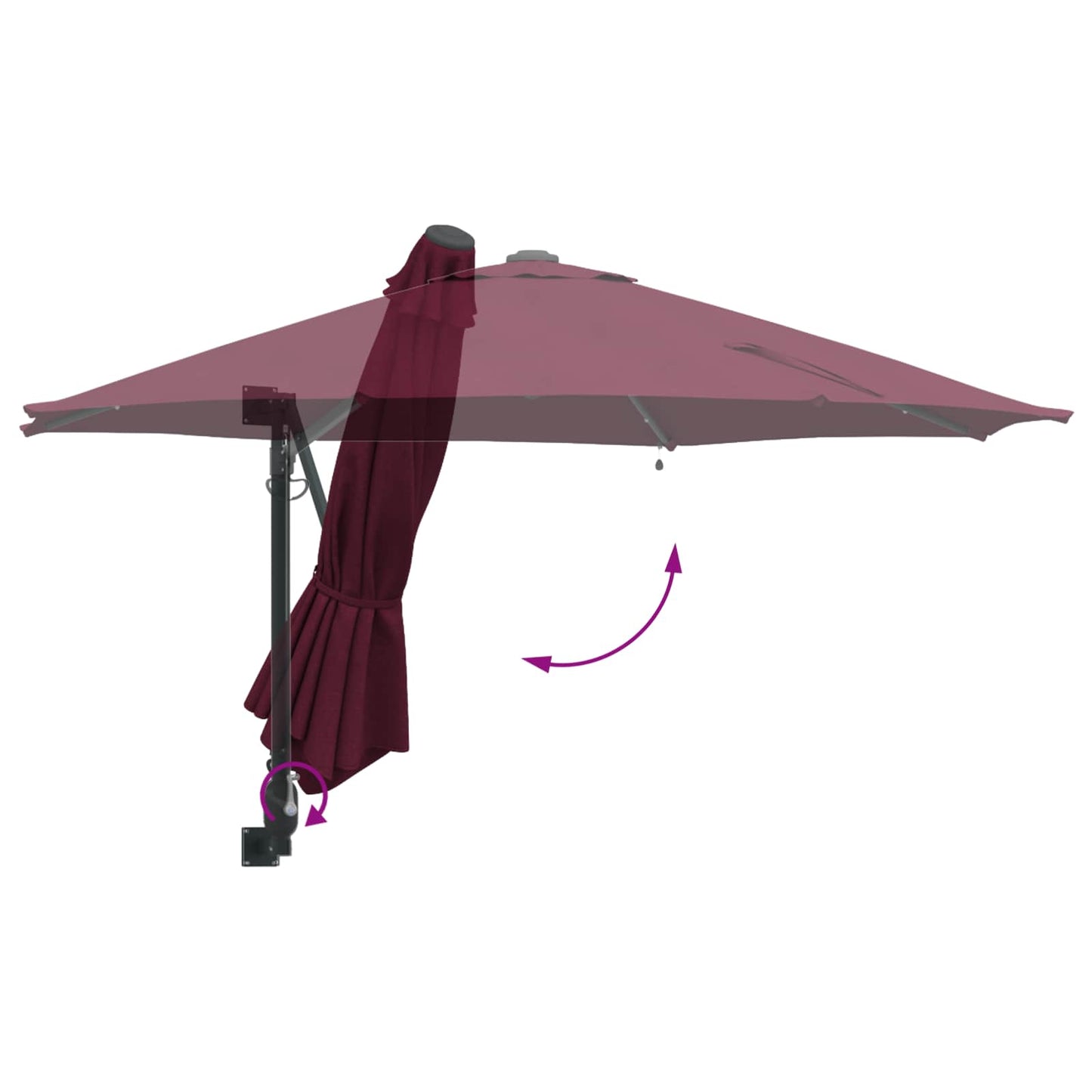Garden Parasol Manual Bordeaux Red 248 x 248 x 148 cm