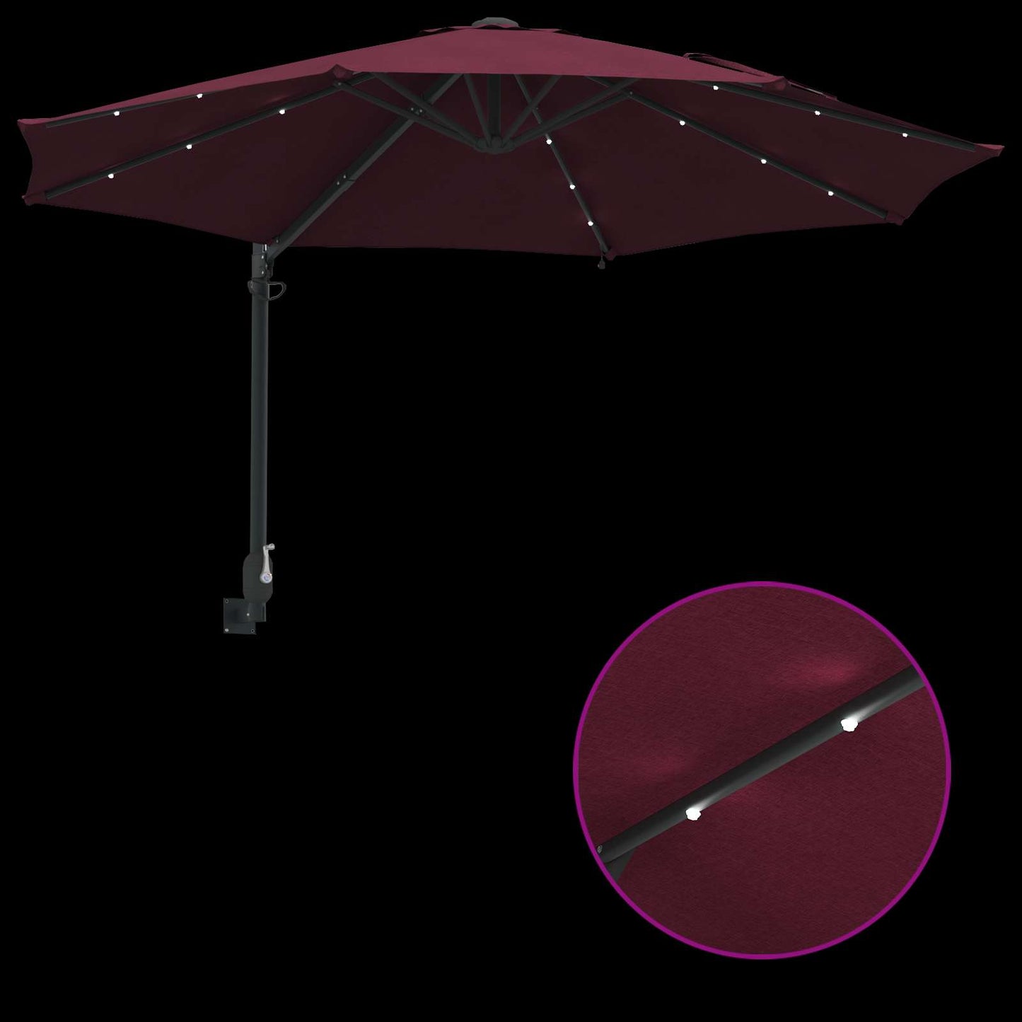 Garden Parasol Manual Bordeaux Red 248 x 248 x 148 cm