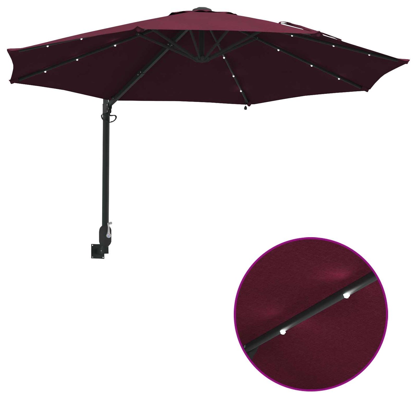 Garden Parasol Manual Bordeaux Red 248 x 248 x 148 cm