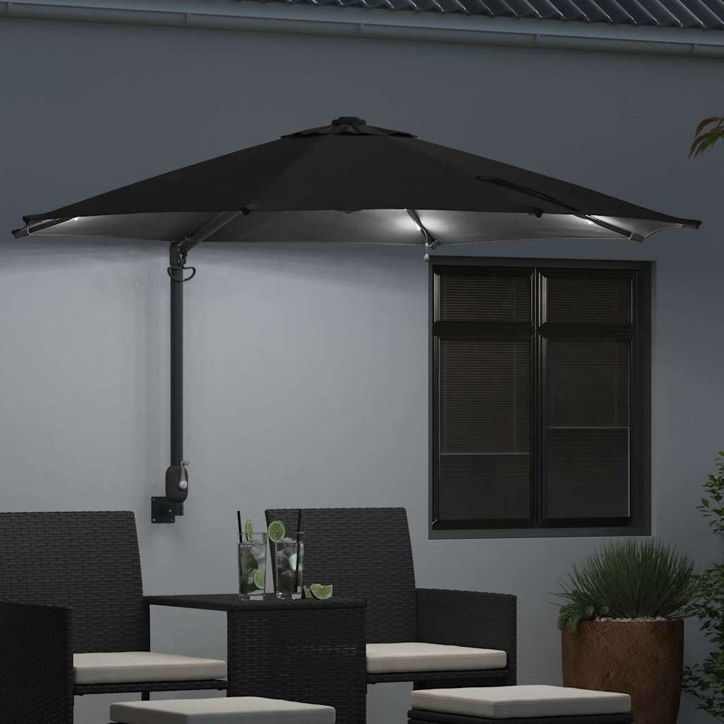 Garden Parasol Black 248 x 248 x 148 cm Polyester and Steel