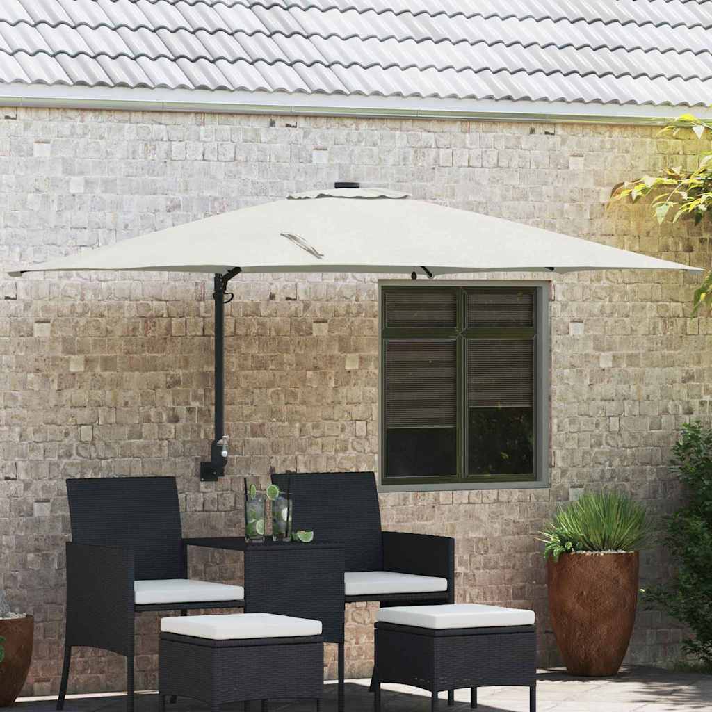Garden Parasol Sand 248.5 x 247.5 x 160 cm Polyester and Steel