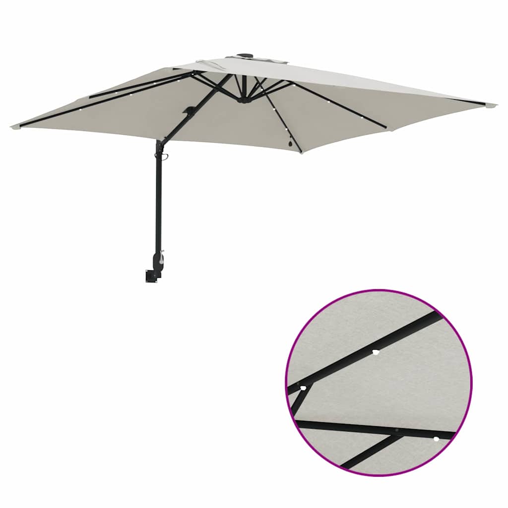 Garden Parasol Sand 248.5 x 247.5 x 160 cm Polyester and Steel